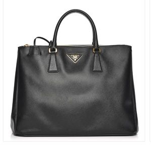 Authentic Prada leather double zip tote